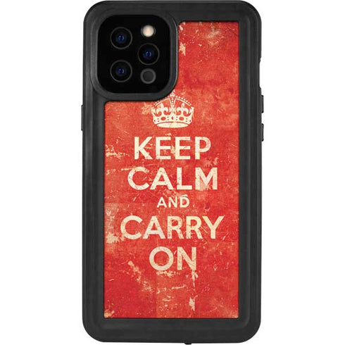 Keep Calm and Carry On Distressed iPhone 12 Pro Max Waterproof Case
