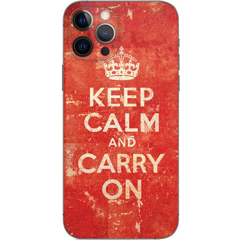 Keep Calm and Carry On Distressed iPhone 12 Pro Skin