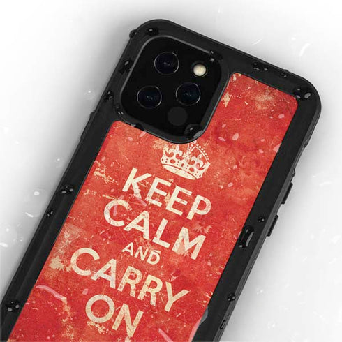 Keep Calm and Carry On Distressed iPhone 12 Pro Waterproof Case