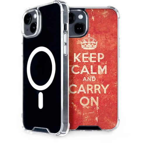 Keep Calm and Carry On Distressed iPhone 13 MagSafe Case