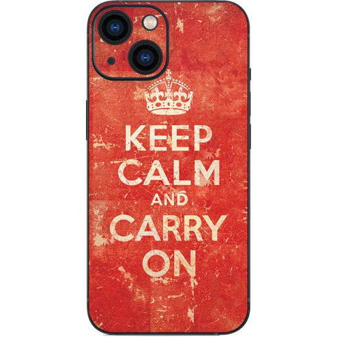 Keep Calm and Carry On Distressed iPhone 13 Mini Skin