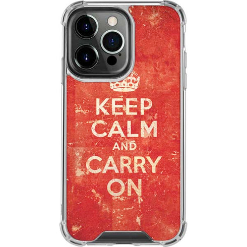 Keep Calm and Carry On Distressed iPhone 13 Pro Clear Case