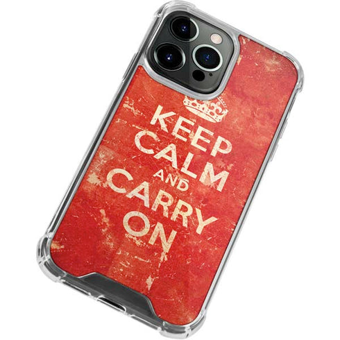 Keep Calm and Carry On Distressed iPhone 13 Pro Clear Case