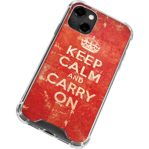 Keep Calm and Carry On Distressed iPhone 14 Clear Case
