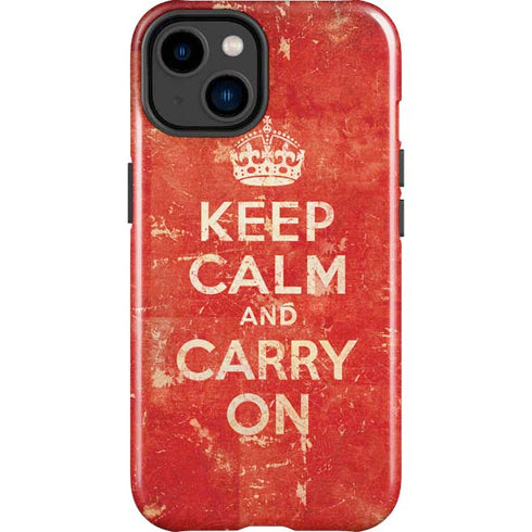 Keep Calm and Carry On Distressed iPhone 15 Plus Impact Case