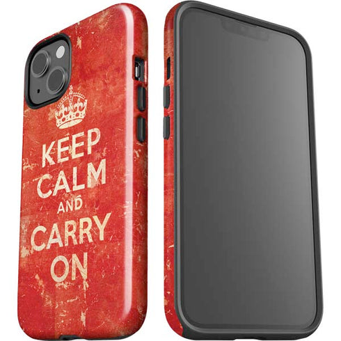 Keep Calm and Carry On Distressed iPhone 15 Plus Impact Case