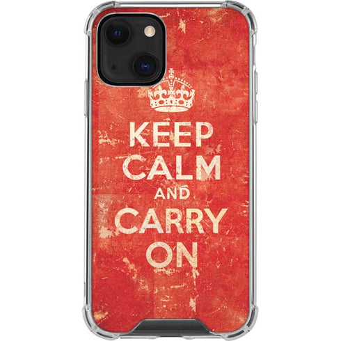 Keep Calm and Carry On Distressed iPhone 14 Plus Clear Case