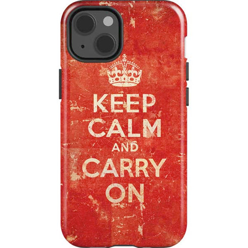 Keep Calm and Carry On Distressed iPhone 15 Impact Case