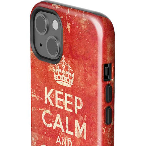 Keep Calm and Carry On Distressed iPhone 14 Impact Case