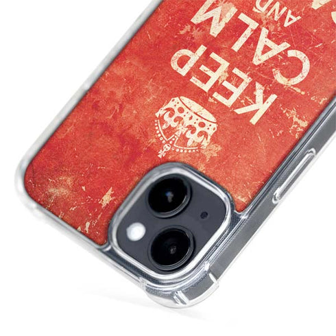 Keep Calm and Carry On Distressed iPhone 15 Plus MagSafe Case