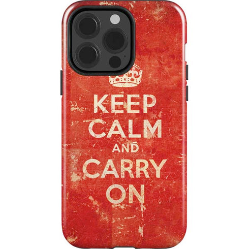 Keep Calm and Carry On Distressed iPhone 15 Pro Impact Case