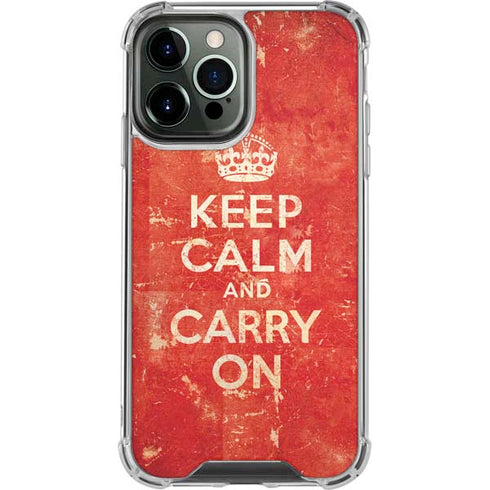 Keep Calm and Carry On Distressed iPhone 14 Pro Max Clear Case