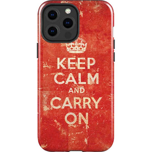 Keep Calm and Carry On Distressed iPhone 15 Pro Max Impact Case