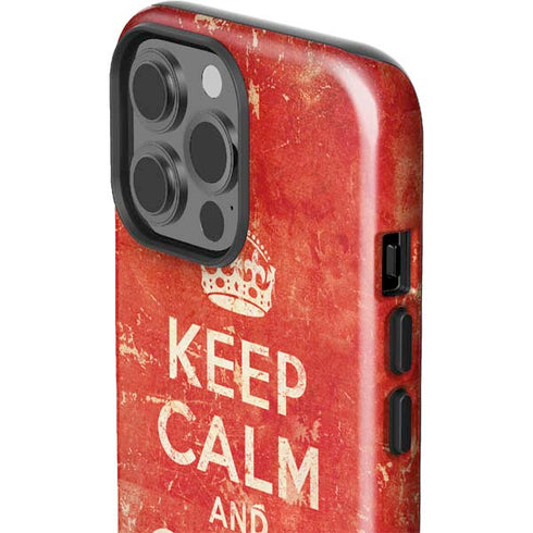 Keep Calm and Carry On Distressed iPhone 15 Pro Max Impact Case