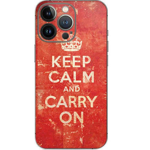 Keep Calm and Carry On Distressed iPhone 14 Pro Skin
