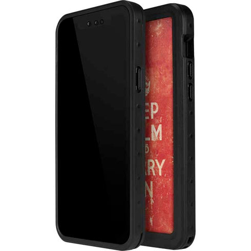 Keep Calm and Carry On Distressed iPhone 15 Waterproof Case