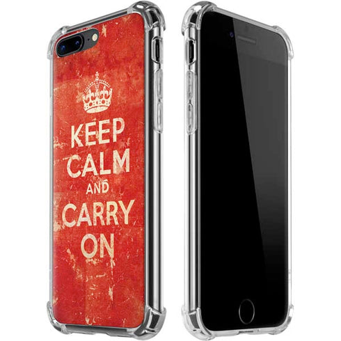 Keep Calm and Carry On Distressed iPhone 7/8 Plus Clear Case