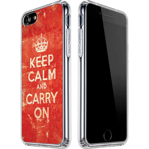 Keep Calm and Carry On Distressed iPhone SE (2nd & 3rd Gen) Clear Case