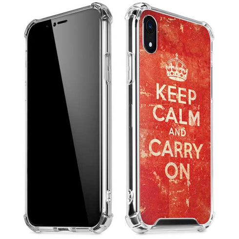 Keep Calm and Carry On Distressed iPhone XR Clear Case