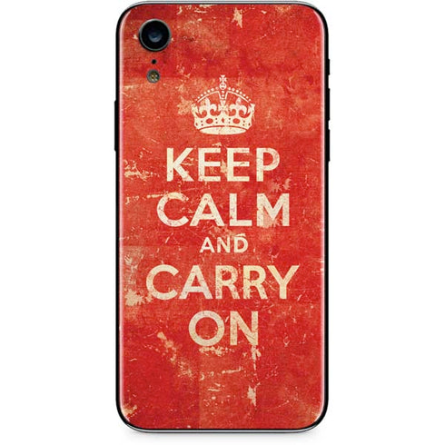 Keep Calm and Carry On Distressed iPhone XR Skin