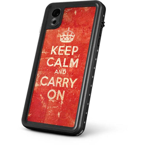 Keep Calm and Carry On Distressed iPhone XR Waterproof Case