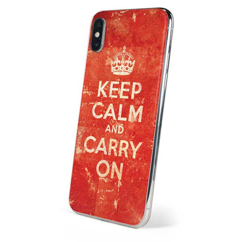 Keep Calm and Carry On Distressed iPhone XS Max Skin