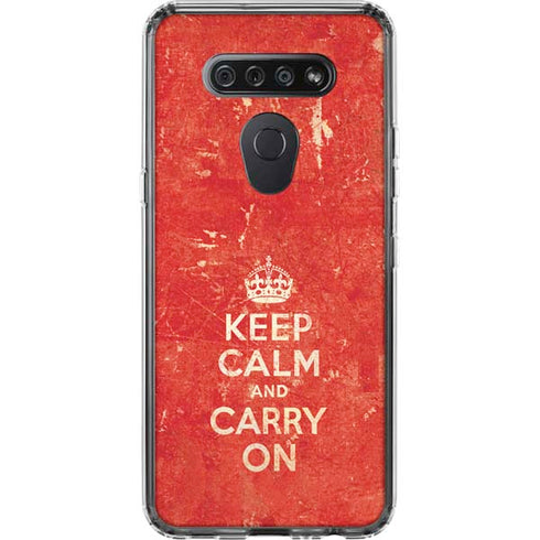 Keep Calm and Carry On Distressed LG K51/Q51 Clear Case