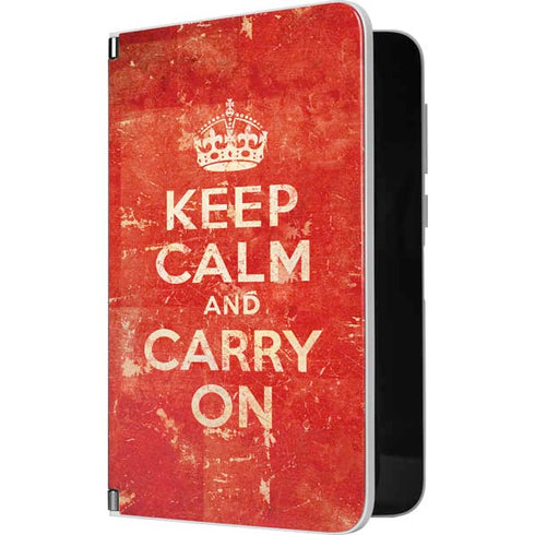 Keep Calm and Carry On Distressed Surface Duo Skin