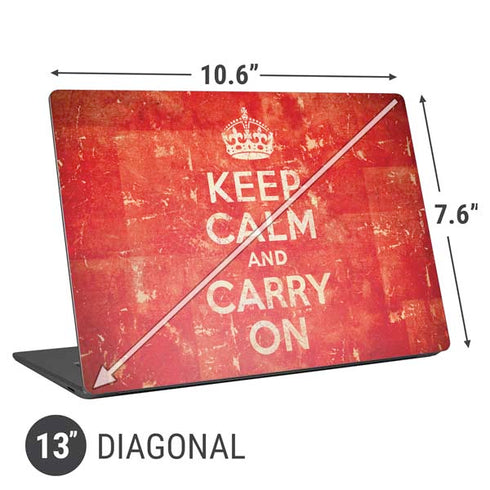 Keep Calm and Carry On Distressed Universal Laptop 13in (10.6 x 7.6in) Skin