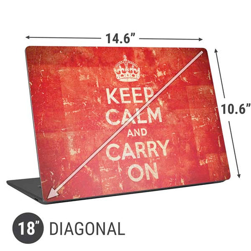 Keep Calm and Carry On Distressed Universal Laptop 18in (14.6 x 10.6in) Skin