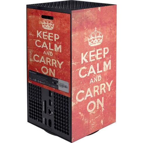 Keep Calm and Carry On Distressed Xbox Series X Console Skin