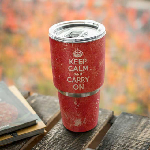 Keep Calm and Carry On Distressed Yeti 30oz Rambler Tumbler Skin