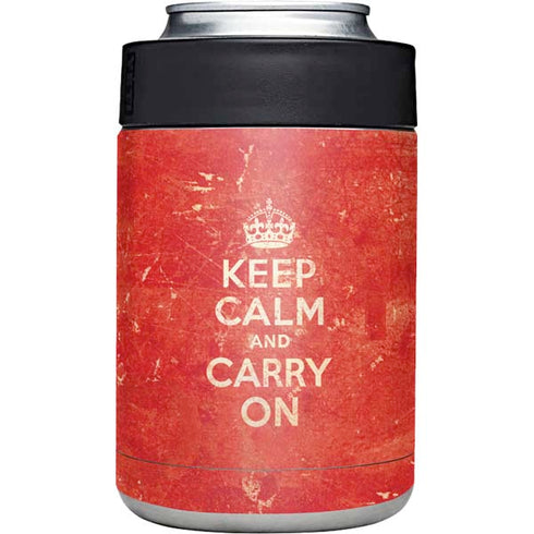 Keep Calm and Carry On Distressed Yeti Colster Can Insulator Skin