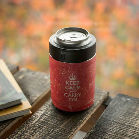 Keep Calm and Carry On Distressed Yeti Colster Can Insulator Skin