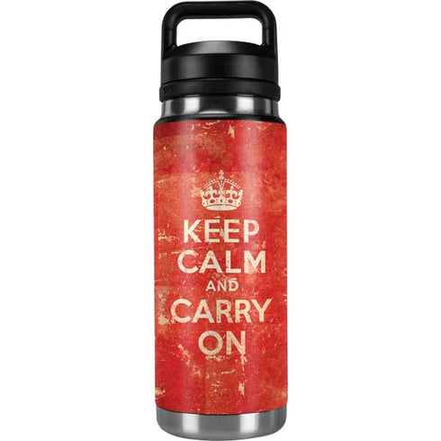 Keep Calm and Carry On Distressed YETI Rambler 26oz Bottle Skin