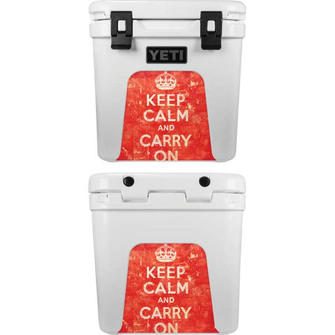 Keep Calm and Carry On Distressed YETI Roadie 24 Hard Cooler Skin