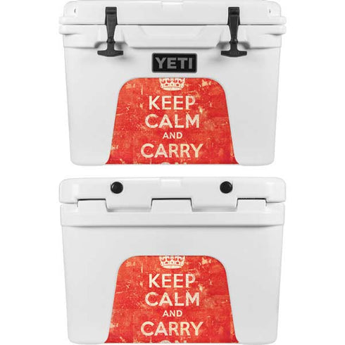 Keep Calm and Carry On Distressed YETI Tundra 35 Hard Cooler Skin
