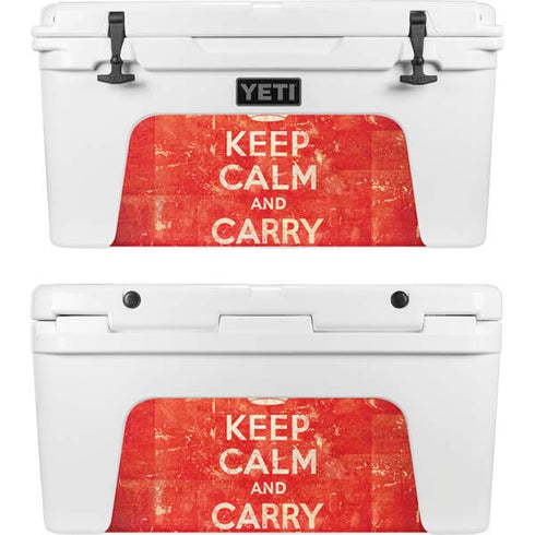 Keep Calm and Carry On Distressed YETI Tundra 65 Hard Cooler Skin
