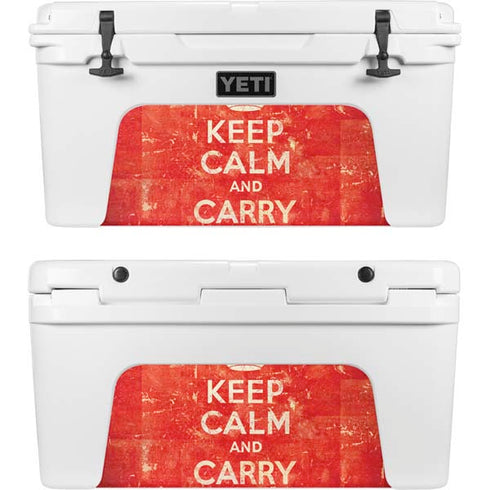 Keep Calm and Carry On Distressed YETI Tundra 75 Hard Cooler Skin