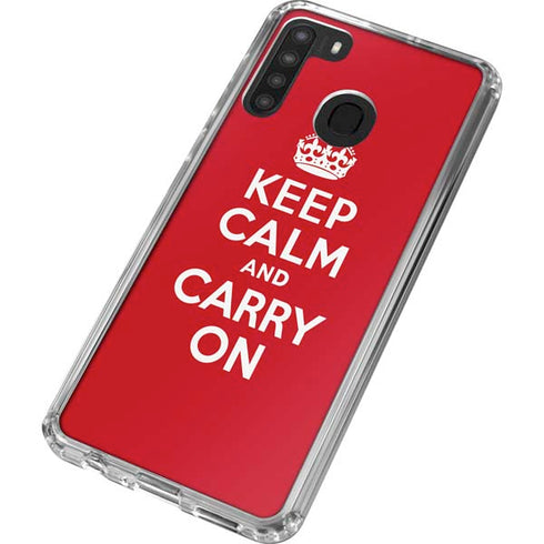 Keep Calm and Carry On Galaxy A21 Clear Case