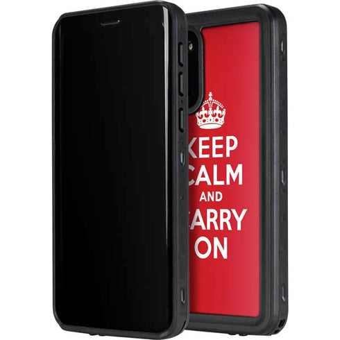 Keep Calm and Carry On Galaxy S20 Plus Waterproof Case