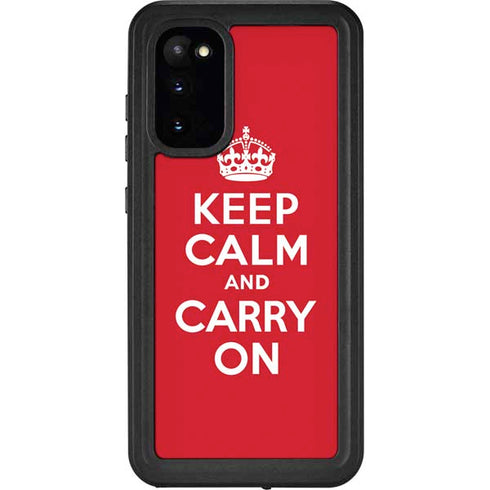 Keep Calm and Carry On Galaxy S20 Waterproof Case
