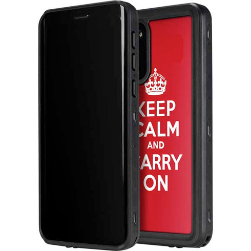 Keep Calm and Carry On Galaxy S20 Waterproof Case