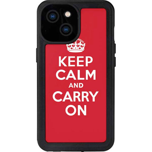 Keep Calm and Carry On iPhone 13 Mini Waterproof Case