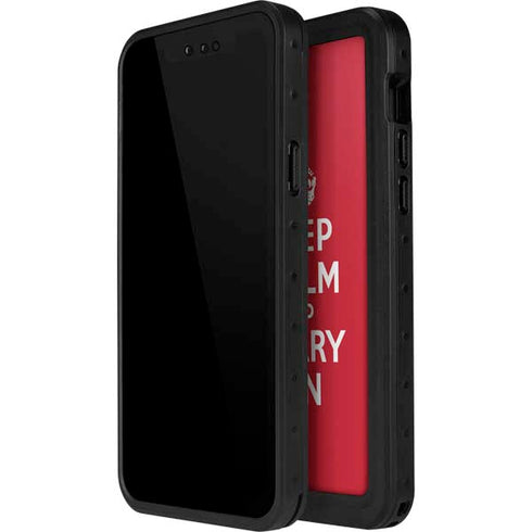 Keep Calm and Carry On iPhone 15 Plus Waterproof Case