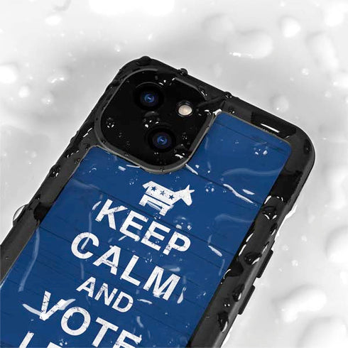 Keep Calm And Vote Left iPhone 15 Waterproof Case
