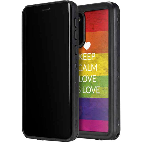 Keep Calm Love Is Love Galaxy S20 Plus Waterproof Case