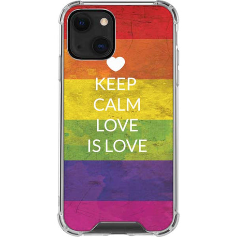 Keep Calm Love Is Love iPhone 14 Plus Clear Case