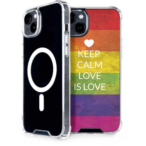 Keep Calm Love Is Love iPhone 15 Plus MagSafe Case