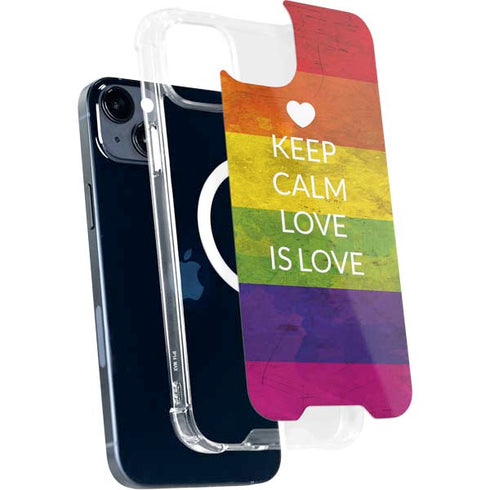 Keep Calm Love Is Love iPhone 15 Plus MagSafe Case